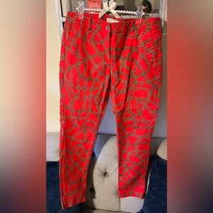 Michael KORS Chain Link Print Pants; Size: 8; Color: Orange-Red Gold
